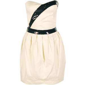 Bardot Cream Strapless Sequin Trim Tulip Dress Size 6  
