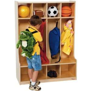 Preschool Coat Locker with Bench   Four Sections   36W x 15D x 48H
