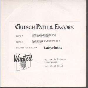   INCH (7 VINYL 45) FRENCH WANTED GUESCH PATTI AND ENCORE Music