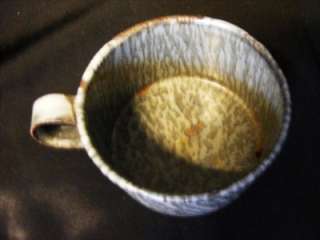 Small OLD Graniteware Gray Speckled Cup Mug w Handle  