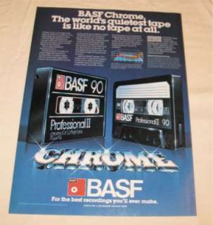 Vintage BASF Chrome Cassette Tape PRINT AD from 1982  