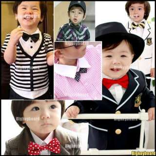   Kids Boys Toddler Infant Solid Bowtie Pre Tied Wedding Bow Tie  
