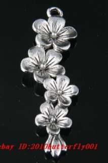 Free Ship 3pcs tibetan silver flower charms pendant57mm  
