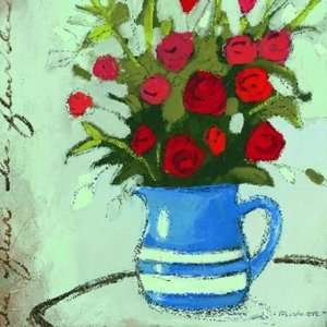  Blue Pitcher Bouquet, Fine Art Canvas Transfer by Maria 