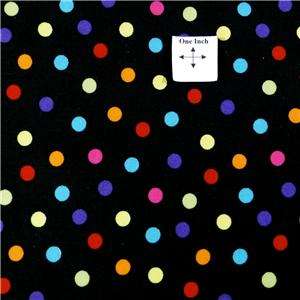 Quilters Choice Cotton Fabric Perky Multicolored Polkadots on Black 