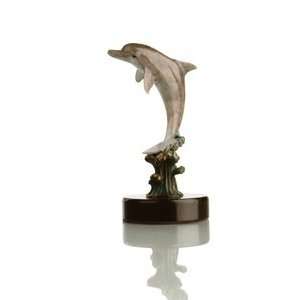  Leaping Dolphin Colored Bronze Desk Statue