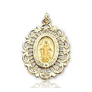  14k Yellow Gold Holy Mother Medium Miraculous Medal 