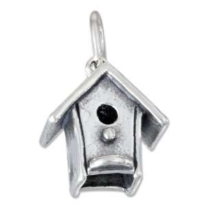  Sterling Silver Three Dimensional Birdhouse Charm 