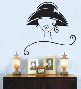 Vinyl Wall Art Decal Sticker Vintage Woman Boutique Hat  