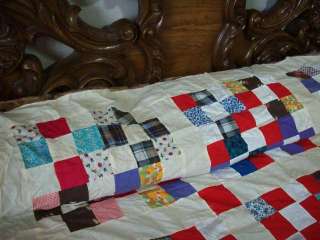 GREAT VINTAGE THIRTY SIX PATCH QUILT TOP #B908  
