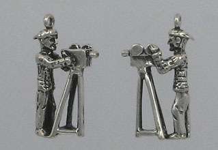 Sterling Silver CAMERA MAN CHARM, 3 D  