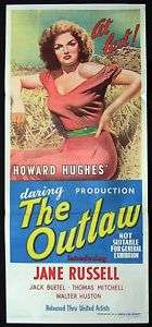 THE OUTLAW 1943 Jane Russell RARE ORIGINAL Australian daybill Movie 