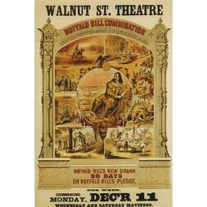 1882 WALNUT ST. THEATRE BUFFALO BILL NEW DRAMA VINTAGE POSTER CANVAS 