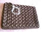 Gimp Crochet WW2 40s brown Clutch Purse Lucite pull