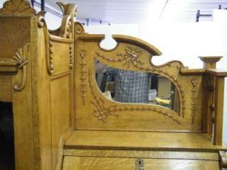 CHOICE 1880s East Lake Carved Oak Secretary Bookcase  