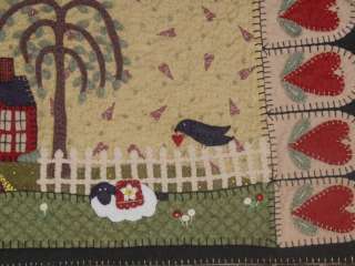 Primitive House & Sheep Penny Rug Table Runner PATTERN  