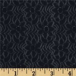  56 Wide Lace Jazz Floral Black/Silver Fabric By The Yard 