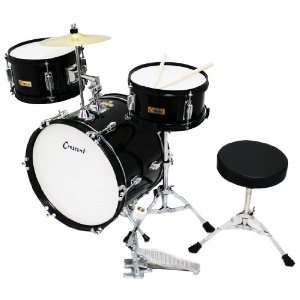  Crescent Black 16 Inch Beginner Junior Drum Set with Bass 