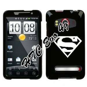  HTC EVO 4G WHITE SUPERMAN SYMBOL ON A BLACK HARD CASE 