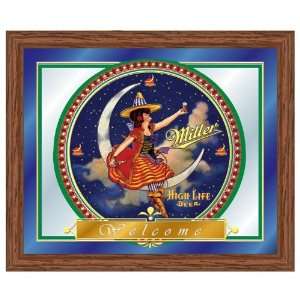  Miller High Life Girl in the Moon Mirror   16 x 19 Inches 