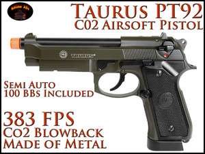   C02 TAURUS PT92 ALL METAL w /Blow Back Olive Drab Beretta M9 m9a1 pt99