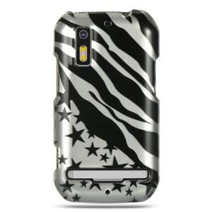 VMG Silver/Black Stars & Zebra Stripes Design Hard 2 Pc Plastic Snap 