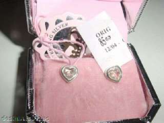 New Juicy Couture Sterling Crystal Heart Earrings +Box  