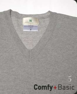 New Mens V Neck Sleeve Striped Knit Top Gray size M  