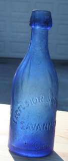 Cobalt Blue 1866 John Ryan Savannah GA Soda Bottle GREAT CONDITION 
