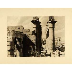   Egypt Ankh Statue Thebes Colonnade Capital   Original Photogravure