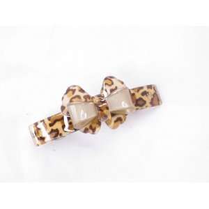 Small Cute Butterfly Bow Leopard Animal Print French Barrette Hair 