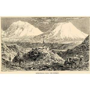  1888 Wood Engraving Ecuador Summit Mountain South America 