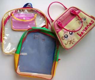 Lot 3 Plastic Kids Pet Shop Lunch Bags Backpacks Clear  