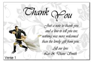 Personalised Wedding Thank You Cards 4 Verses Rugby  