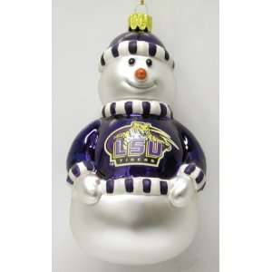    LSU Tigers NCAA Blown Glass Snowman Ornament