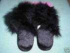 Charter Club Black Feathers Rubber Sole Slippers small  