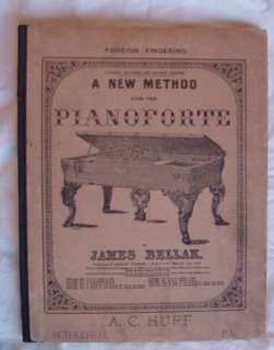 BOOK NEW METHOD FOR PIANOFORTE BELLAK BETHLEHEM PA 1866  