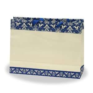 Berwick Damask Gift Bag, Blue, 13 Wide x 10 High x 5 Deep, 12 Pack 