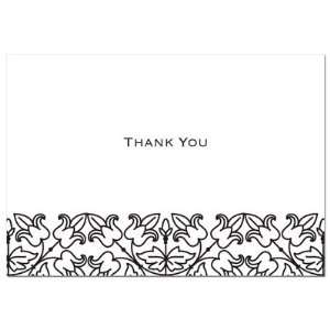 Black and White Scroll Thank You Note Cards & Envelopes   Quantity of 