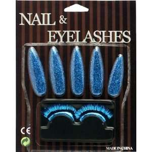  Blue Glitter Nails & Eyelashes [Apparel] 