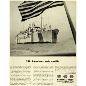  1944 Ad National Dairy Products Food Battleship WWII 