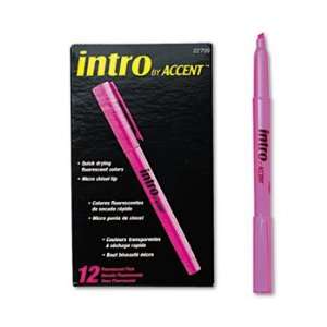  Intro Highlighters, Chisel Tip, Fluorescent Pink, 12/Pk 