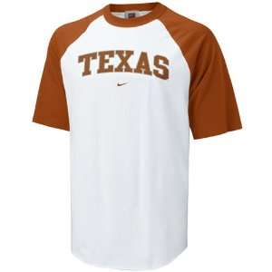  Nike Texas Longhorns White Classic Raglan T shirt Sports 