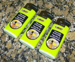 LOT OF 3 BIC ELECTRIC THUMB FRIENDLY LIGHTER LIME GREEN  