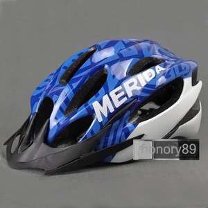 NEW Cycling Bicycle MERIDA Adult Mens Bike Helmet Blue with Visor 