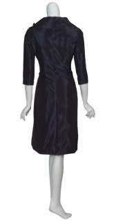 TERI JON Navy Pleated Taffeta Rosette Eve Dress 8 NEW  