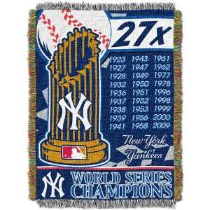 New York Yankees MLB World Series Commemorative Woven Tapestry Throw 