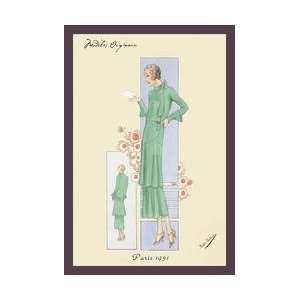  Emerald Dress for a Sunday Brunch 12x18 Giclee on canvas 