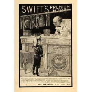  1900 Ad Swift & Co. Premium Hams Food Meat Market Child 