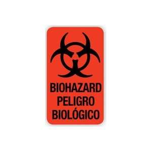 Label Biohazard Red Fluorescnt 7/8Wx1/2H 500 Per Roll by Office 